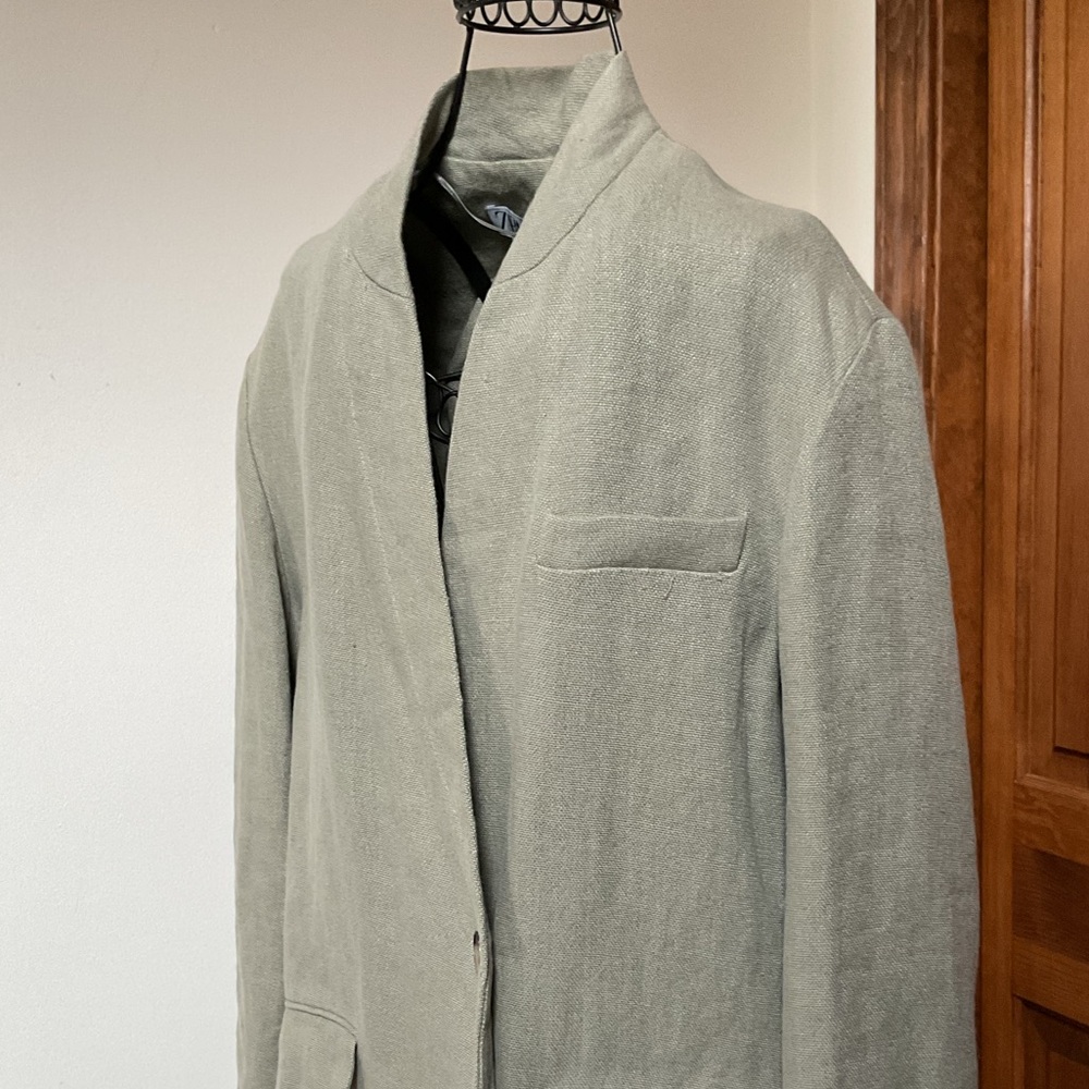 Zara 100% Linen Coat with Pockets, Small - Picture 4 of 14